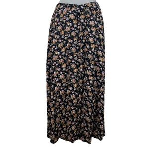 Vintage button down midi moody floral skirt
